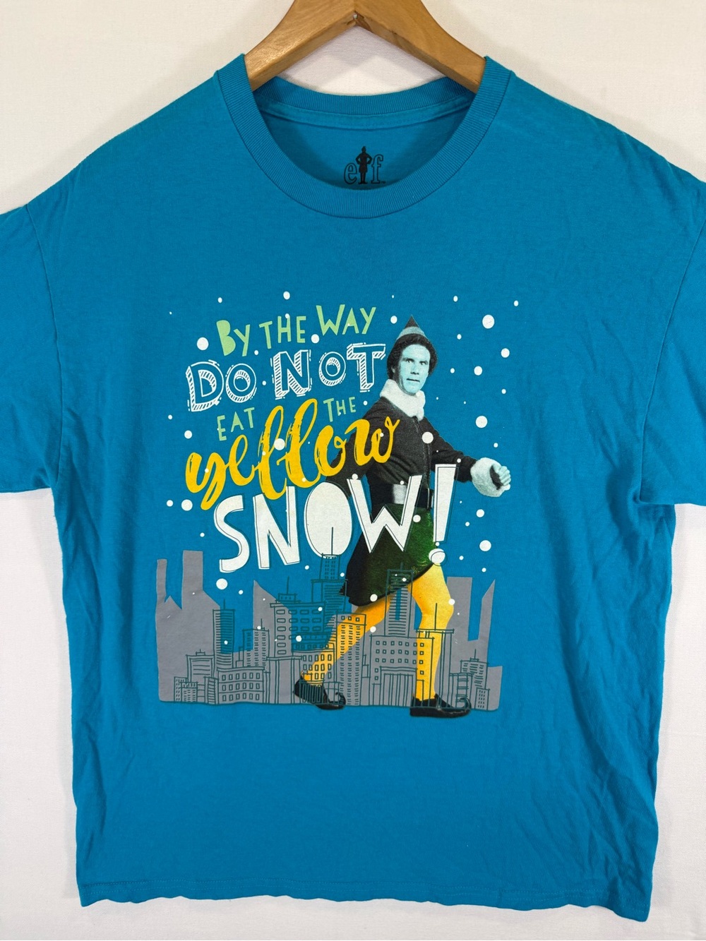 Aqua Blue Graphic Men's Tee - "Do Not Eat The Yellow Snow"